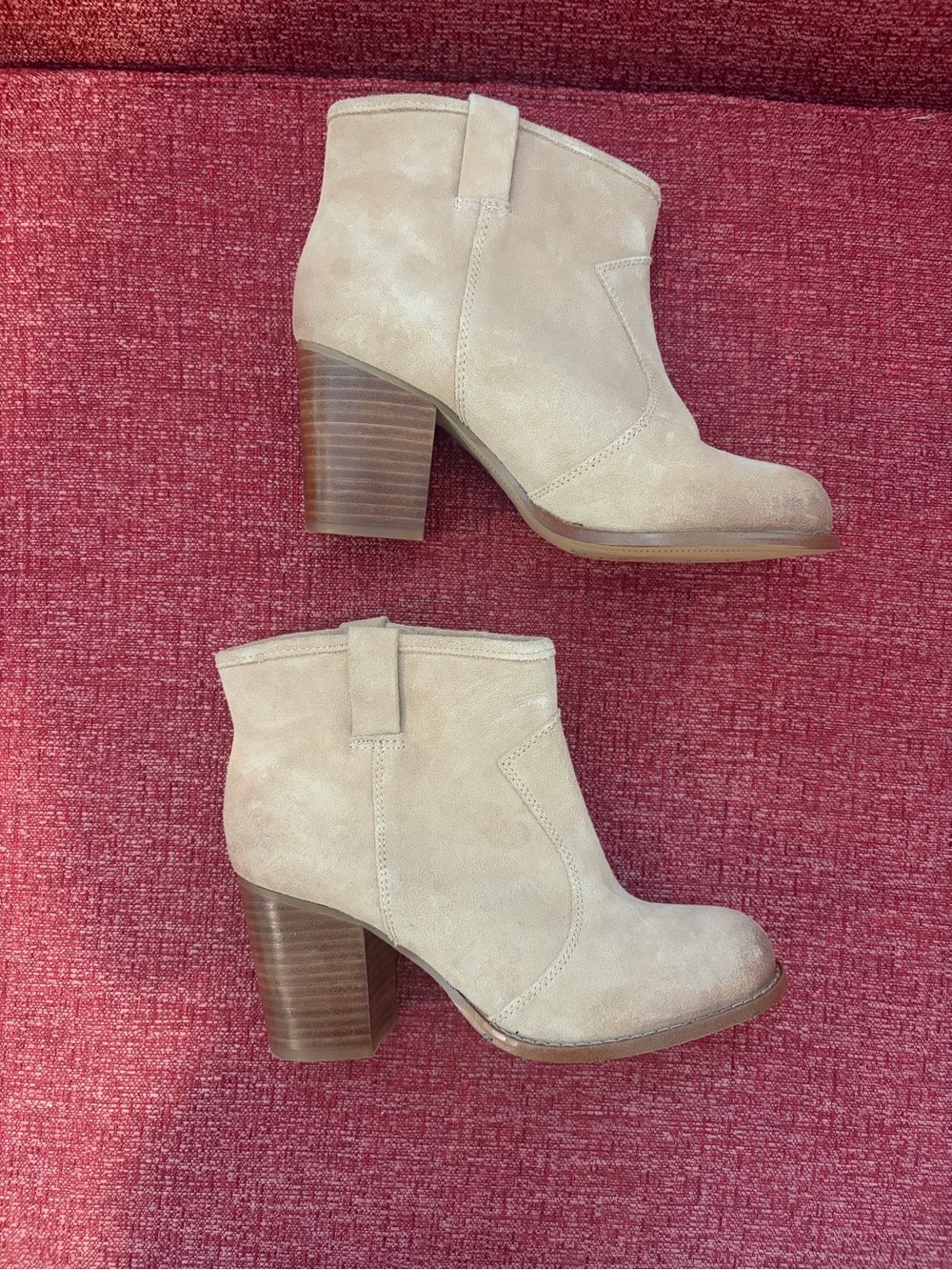 Splendid Beige Suede Block Heel Ankle Booties